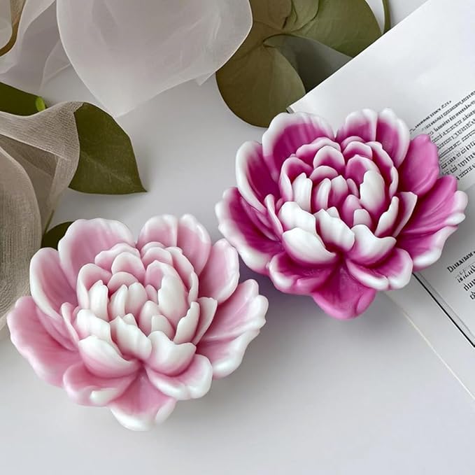 Love Heart Flower Candle Mold for Candle Making Cute 3D Molds for Candles Non-Stick Mould Chocolate Candies Dessert Flower Molds Silicone for Crafts Resin Soap Aroma Candles Mold Home Decoration