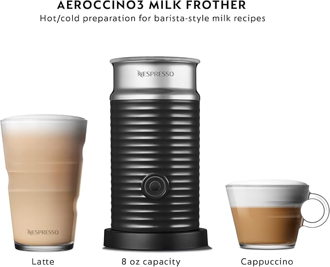 Nespresso Vertuo Pop+ Coffee and Espresso Machine by De'Longhi with Aeroccino Milk Frother, Liquorice Black