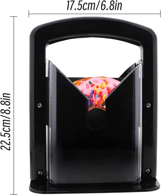 Bagel Slicer, Perfect for Bagels, Safe Grip, Safety Shield, Bagel Cutter Stainless Steel, Universal Slicer (Black)