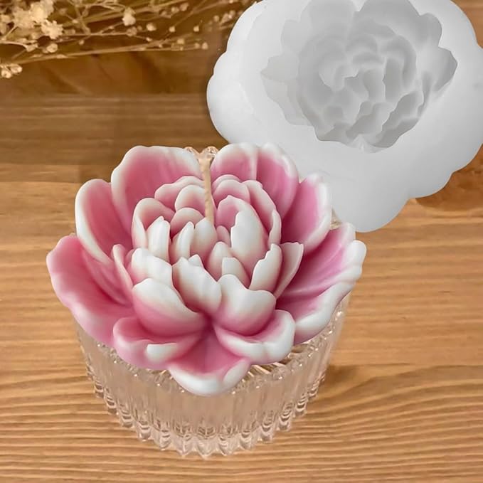 Love Heart Flower Candle Mold for Candle Making Cute 3D Molds for Candles Non-Stick Mould Chocolate Candies Dessert Flower Molds Silicone for Crafts Resin Soap Aroma Candles Mold Home Decoration
