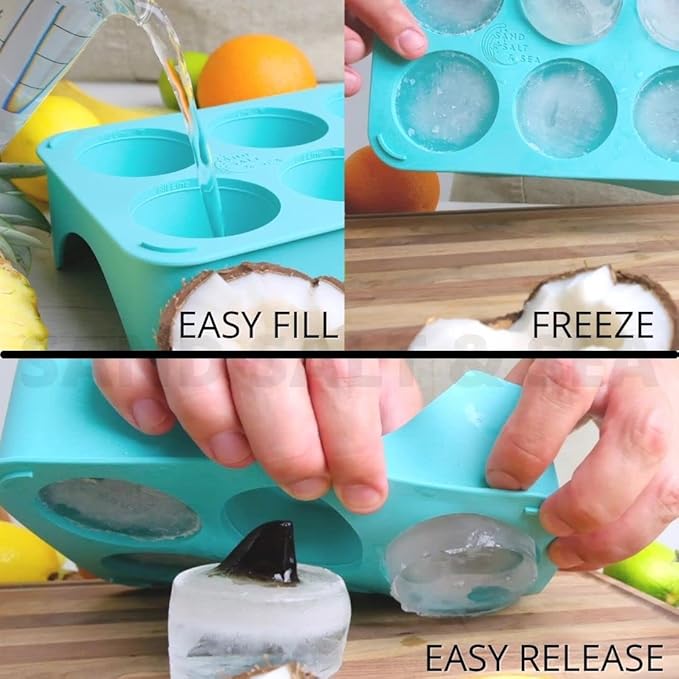 Shark Fun Ice Cube Trays - PACK OF 2 - Shark Mold Fin Ice Molds Fun Shapes