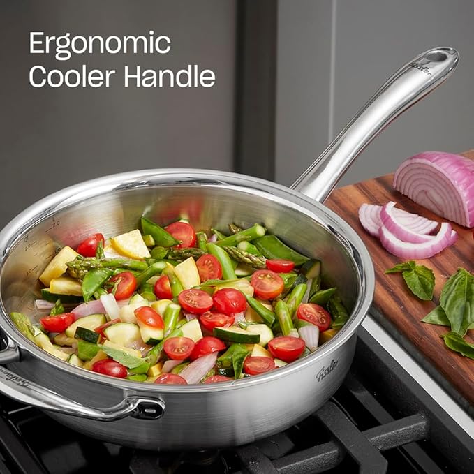 Fissler M5 Pro-Ply 5-ply Stainless Steel Sauté Pan with Metal Lid, 5 Quart