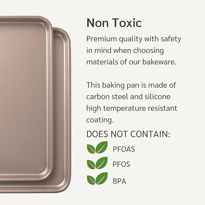 HAPPIELS Nonstick Non-Toxic 18-inch Half Baking Sheet 2-Pack | Premium Extra Thick Sheet Pan | Warp Resistant Large Cookie Sheet