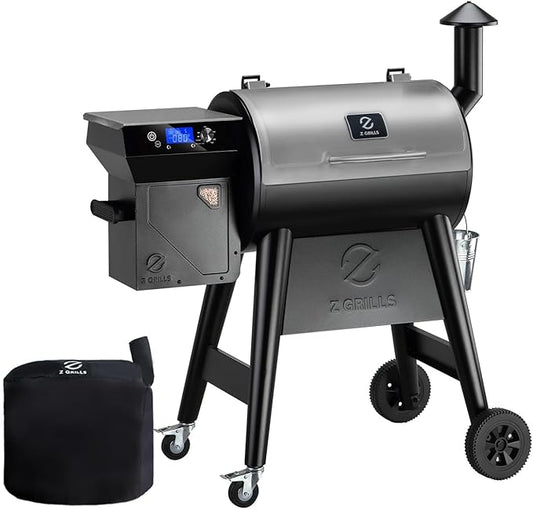 Z GRILLS Wood Pellet Grill Smoker with PID 3.0 Controller, 459 SQ.IN, 450°F Max Temperature, 8 in-1 BBQ Grill, LCD Screen, Meat Probes, Rain Cover, Backyard Camping Bake and Roast, 450E