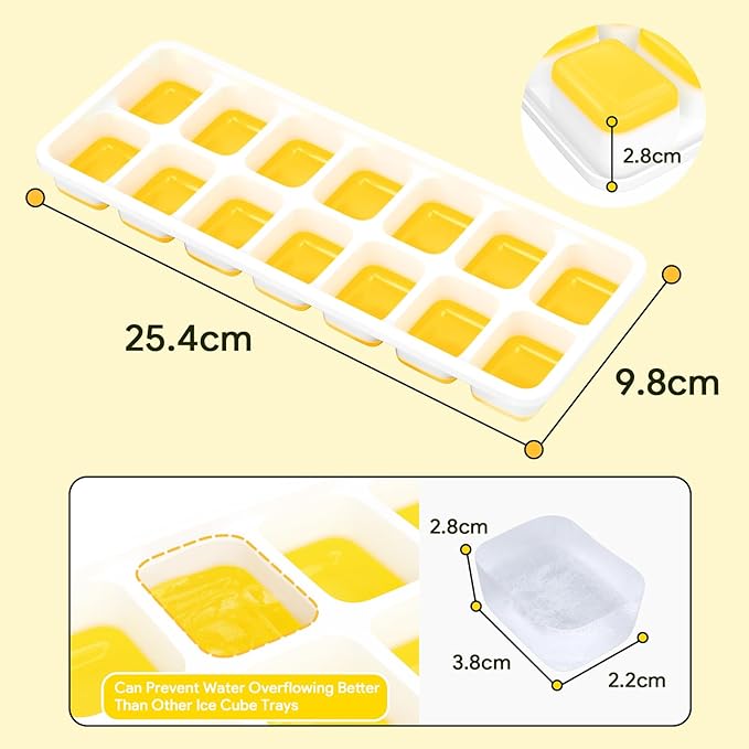 Ice Cube Trays 4 Pack, Airabc Silicone Ice Cube Trays with Removable Lid, Easy-Release Flexible 14-cube Ice Trays, LFGB Certified and BPA Free, Stackable Ice Trays with Covers for Cocktail, Freezer