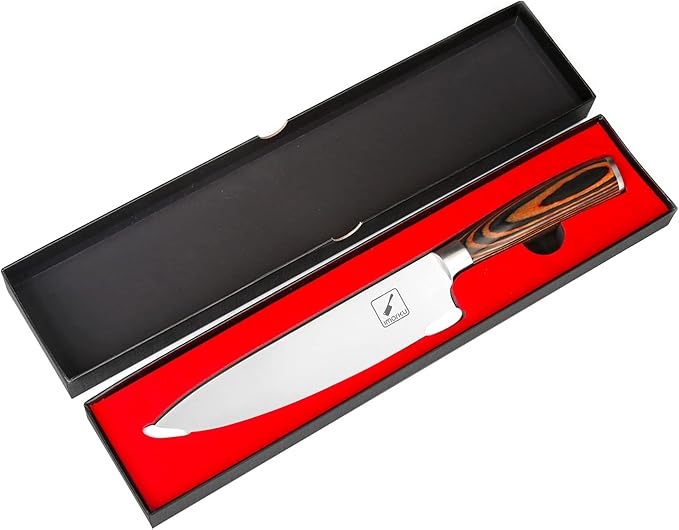 imarku Chef Knife - Pro Kitchen Knife 8 Inch Chef's Knives High Carbon Japanese SUS440A Stainless Steel Sharp Paring Knife with Ergonomic Handle, Red Handle, Christmas Gifts for Men and Women