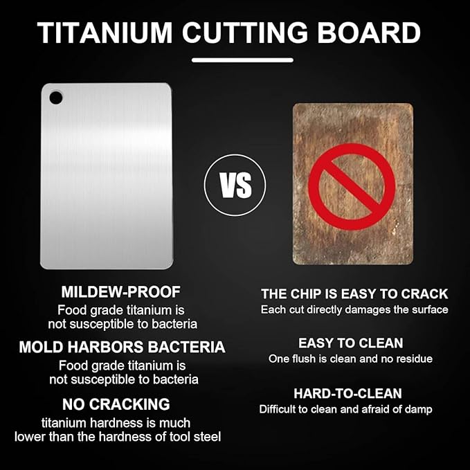 Katuchef Titanium Cutting Board,2026 New 100% Pure Titanium Cutting Boards for Kitchen,Non toxic Doubld-Side Durable Chopping Boards, Easy to Clean and Store(1PC-L:15.35 * 11.02)