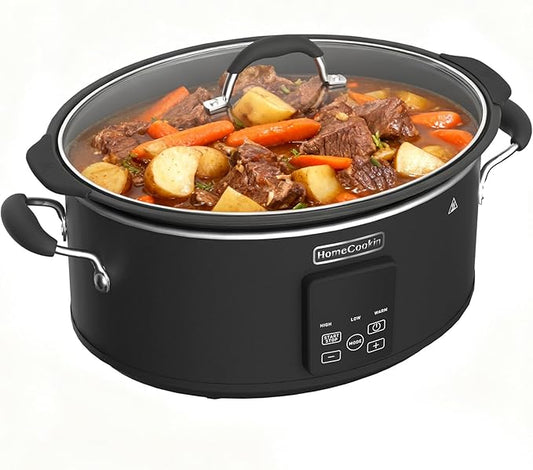 HOMECOOKIN Slow Cooker, Extra Large 10 Quart Digital Programmable Slow Cookers with Timer, Dishwasher Safe Glass Lid & Crock, Kitchen Appliance for Families and Gatherings, Black