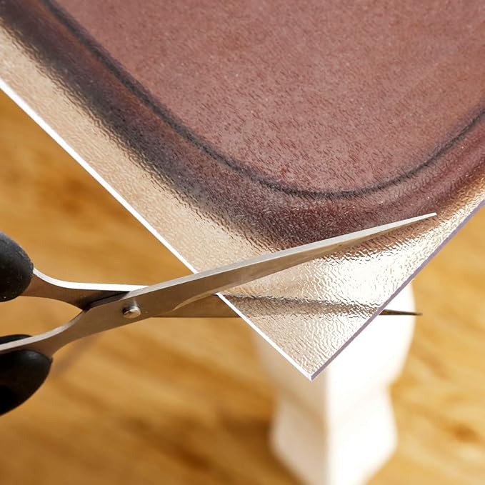NECAUX Custom 52 x 107 Inch Clear Table Cover Protector, 1.5mm Thick Wood Grain Transparent Table Pad Non-Slip Tablecloth Plastic Protective Pad for Dining Room Table Conference Table Meeting Table