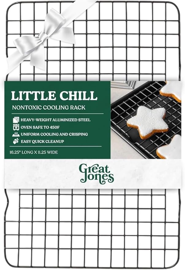 Great Jones Little Chill Wire Cooling Rack (Pepper) | Nonstick Baking Rack, Heavy-Duty Aluminized Steel | Fits Quarter-Sheet Pans for Cooking and Baking | Oven-Safe 450°F, Dishwasher-Friendly