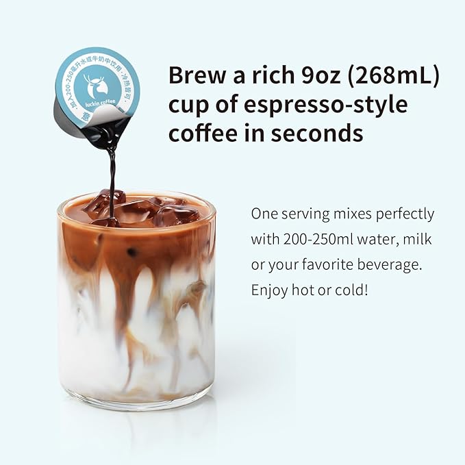 LUCKIN COFFEE Espresso Cold Brew Pods, (18 Count) Peel and Pour Pods Hot or Iced Instant Coffee Concentrate.