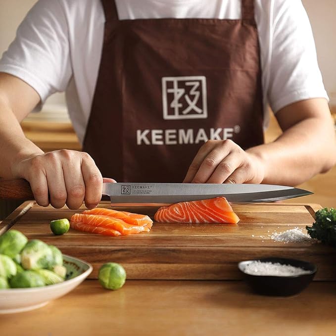KEEMAKE Sushi Knife Japanese - 11.5 inch Sashimi Knife Japanese VG10 Stainless steel Single Bevel Blade, Perfect Rosewood Handle Yanagiba & Slicing Knives