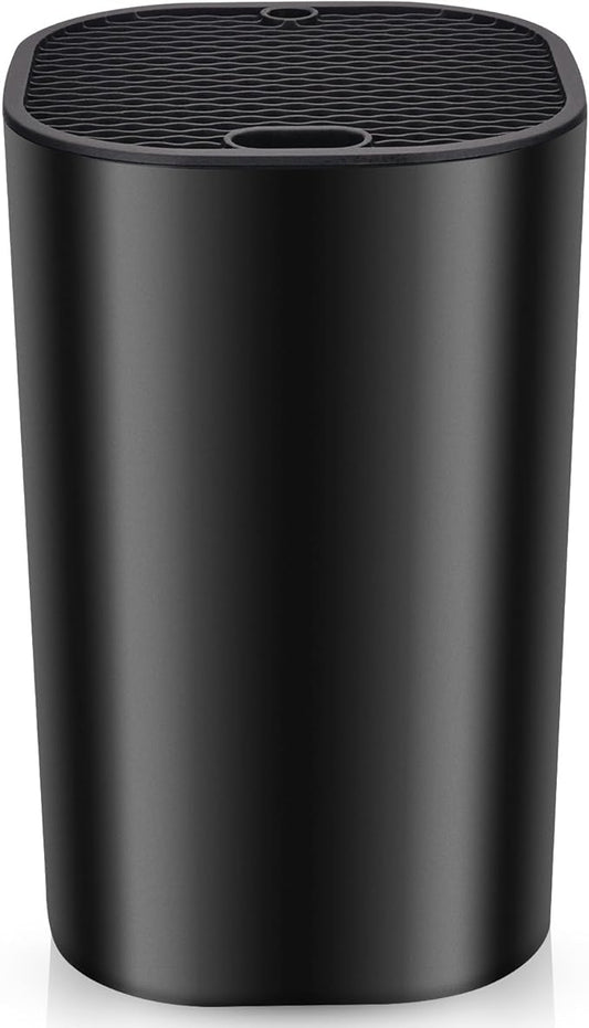 Universal Knife Block for Kitchen, WELLSTAR Knife Holder without Knives, Safe Space Saver Large Volume Stable Knife Storage with Scissors and Sharpening Rod Slot, Detachable for Easy Cleaning - Black