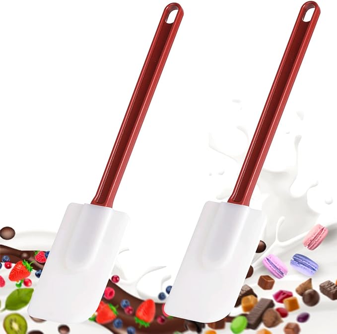 Commercial Rubber Spatula Set of 2, High Heat Resistant Silicone Scrapers 16 Inches, Commercial Spatula for Cooking, Rubber Spatula Set Resistant to 500℉ (2 Scrapers 16"/L)