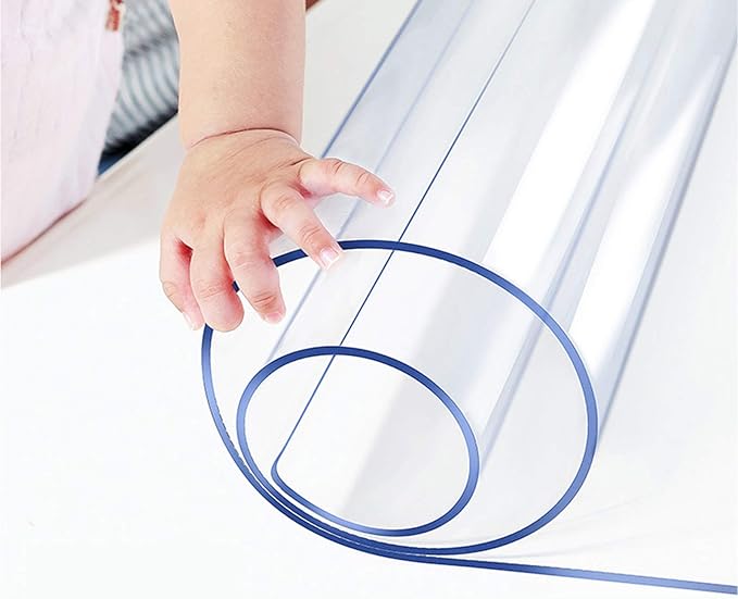 Table Protector Cover Clear Plastic PVC Tablecloth Wipeable Protective Desktop Cover Glass Vinyl Conference Furniture Kitchen Countertop Dining Room Tabletop Protection Pad Office Chair Mat 54x72 Inch