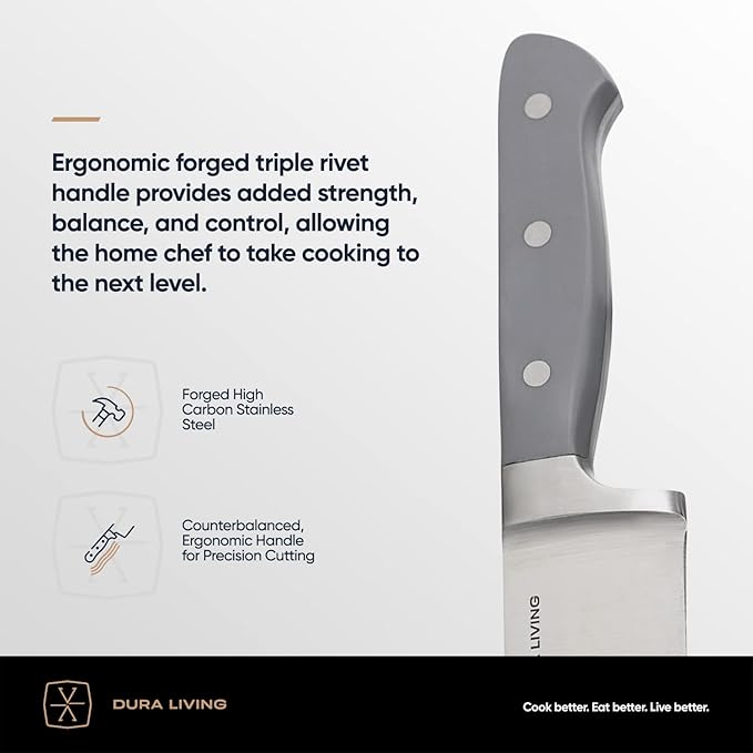 DURA LIVING 2-Piece Premium Kitchen Knife Set - Ultra-Sharp 5" Utility Knife & 3.5" Paring Knife, High Carbon Stainless Steel, Forged for Precision, Multipurpose Cooking Knives with Ergonomic Handles