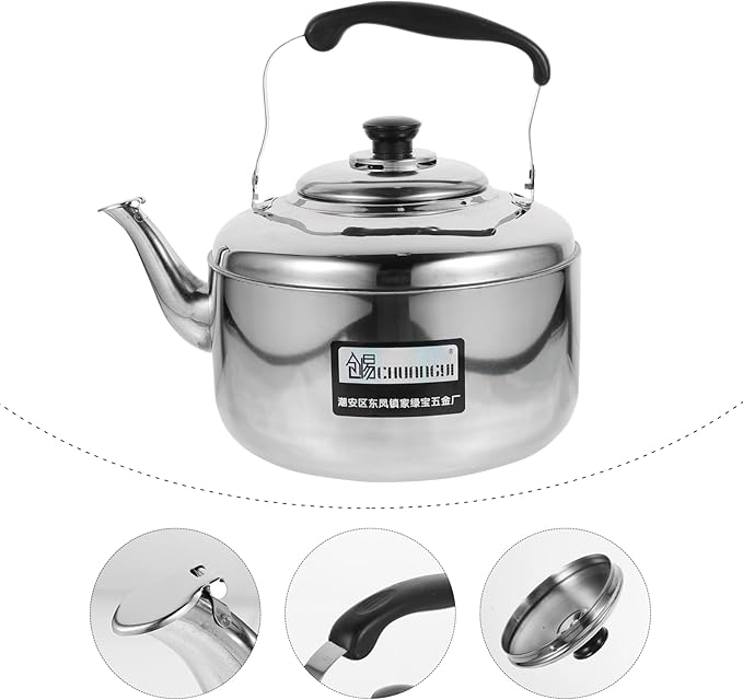 Cabilock 4L Stainless Steel Whistling Tea Kettle Stovetop Large Rapid Boil Kettle with Ergonomic Handle for Home Kitchen