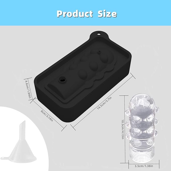Party Whiskey Ice Mold with Funnel - Reusable Large Fun Design Ice Cube Mold for Drinks