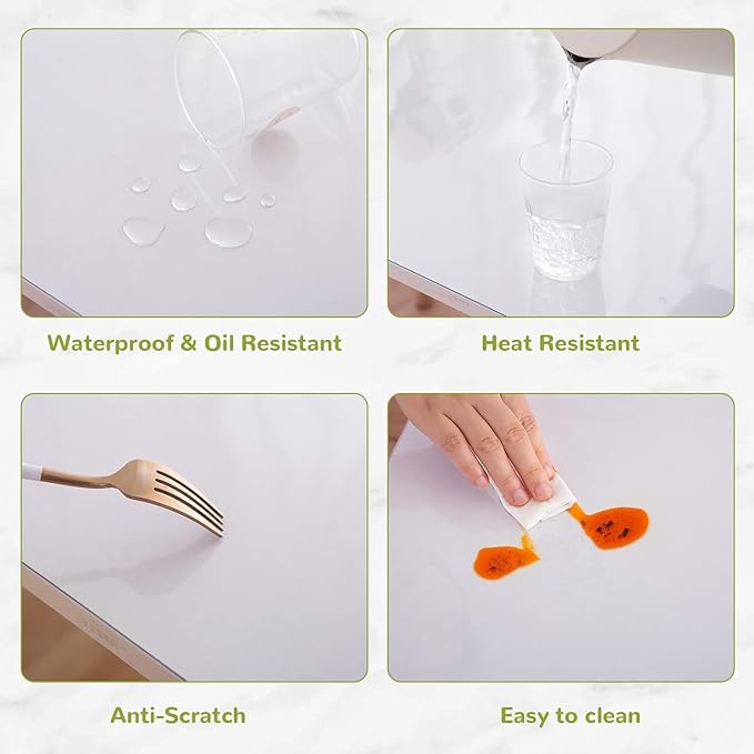 24 x 44 Inch Clear Table Cover Protector, Clear Table Protector for Dining Room Table, 1.5mm Plastic Table Cover, Waterproof Table Pad for Kitchen, Office