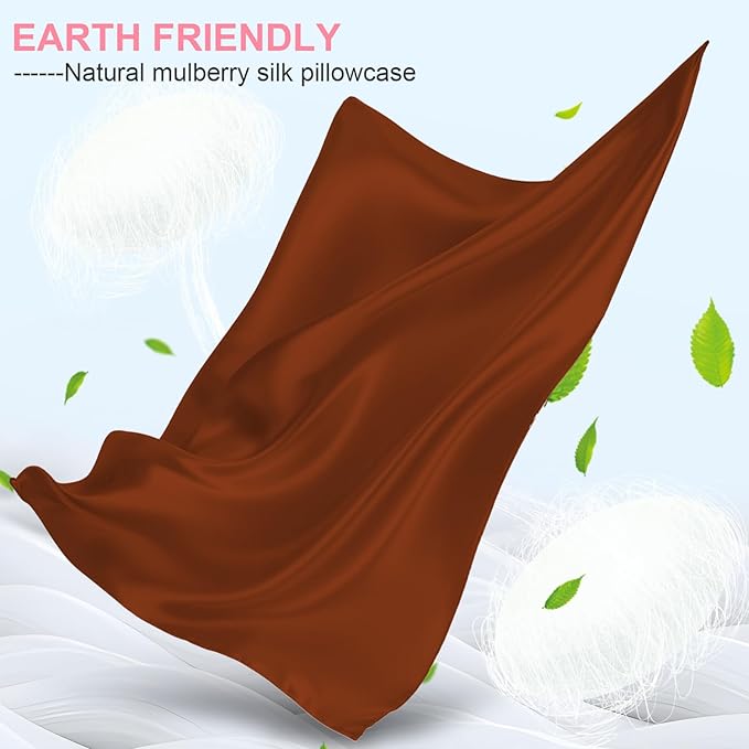 Mulberry Silk Pillow Cases 2 Pack Standard Size 20x26 Inches with Hidden Zipper, Ultra Smooth and Soft Breathable Cooling Silk Satin Pillowcase Set of 2, Better for Hair and Skin, Gifts for Women Men