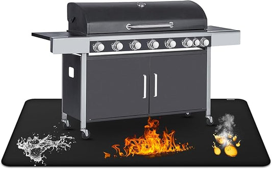 Under Grill Mat for Outdoor Grill, 24 x 42inch Double-Sided Fireproof Grill Pad,Perfect for Outdoor Barbecue Spots,Fireproof, Waterproof, and Oilproof BBQ Protector for Decks and Patios