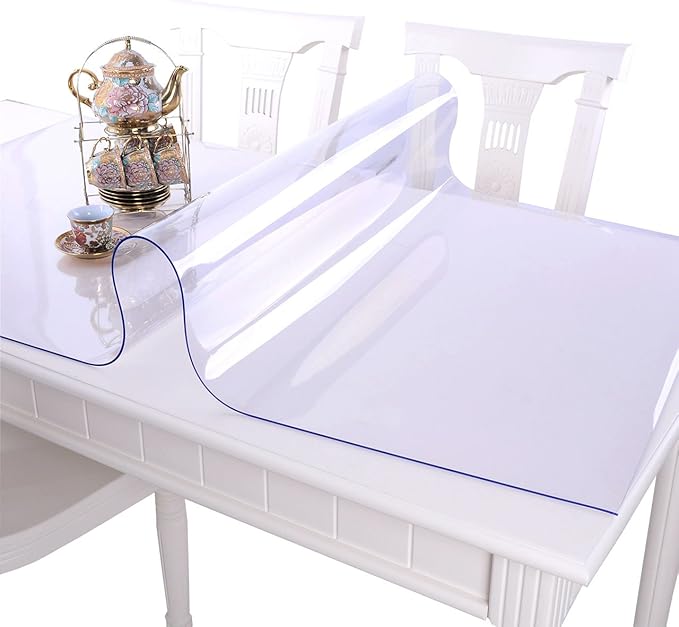 NECAUX 13 x 17 Inch Clear Desk Cover Protector, 1.5mm Thick Waterproof Plastic Desk Pad Mat, Table Cover Tablecloth Protector Placemat for Office Computer Writing Desk Side End Table Night Stand