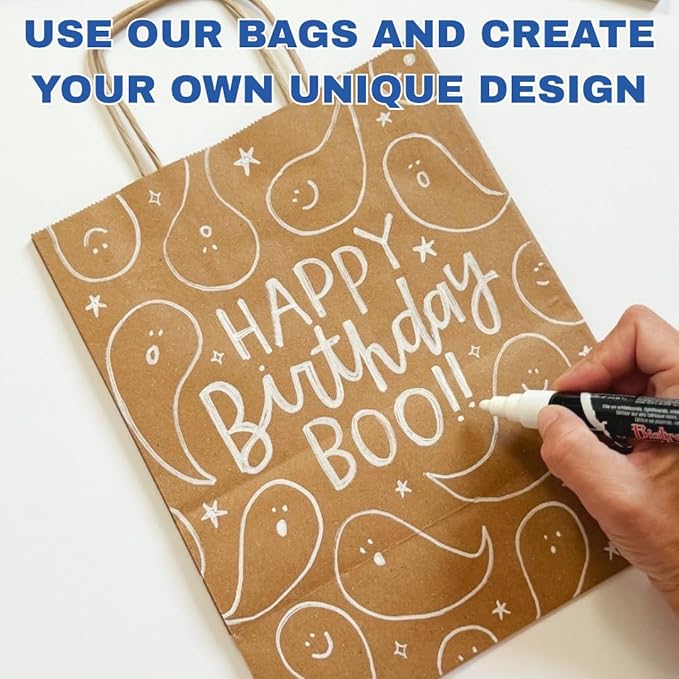 ASSUREPAK Earth Friendly Paper Bags - 60LB - 10"x5"x13" - 250 Bags - 90 GSM - Kraft/Natural - Gift Bags for Decorating, Birthdays & Events