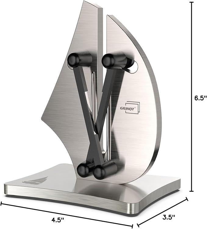 VN3 Professional Knife Sharpener | 3-Action Streamlined Sailboat Design for Effortless Knife Sharpening - The Ultimate Tool for Precision 11 to 21 Degree Angles (Upgrade Stainless Steel)