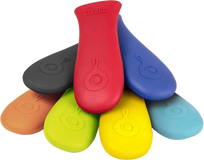 Lodge Silicone Hot Handle Holder - Dishwasher Safe Hot Handle Holder Designed for Lodge Cast Iron Skillets 9 Inches+ w/Keyhole Handle - Reusable Heat Protection Up to 500° - Red