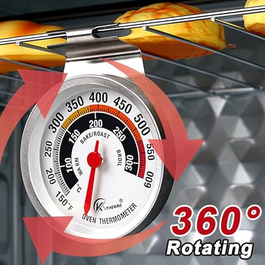 NSF Certified Oven Thermometer - KT THERMO 3in Analog Appliance Thermometer with Wide 150-600°F Temperature Range, Stainless Steel, Large Dial for Easy Reading