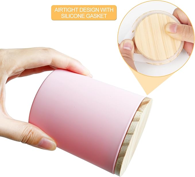 10 OZ Thick Candle Jars for Making Candles 15 Pcs, Empty Jars with Wood Lids for Candle Making, Sample Container, Matte Pink