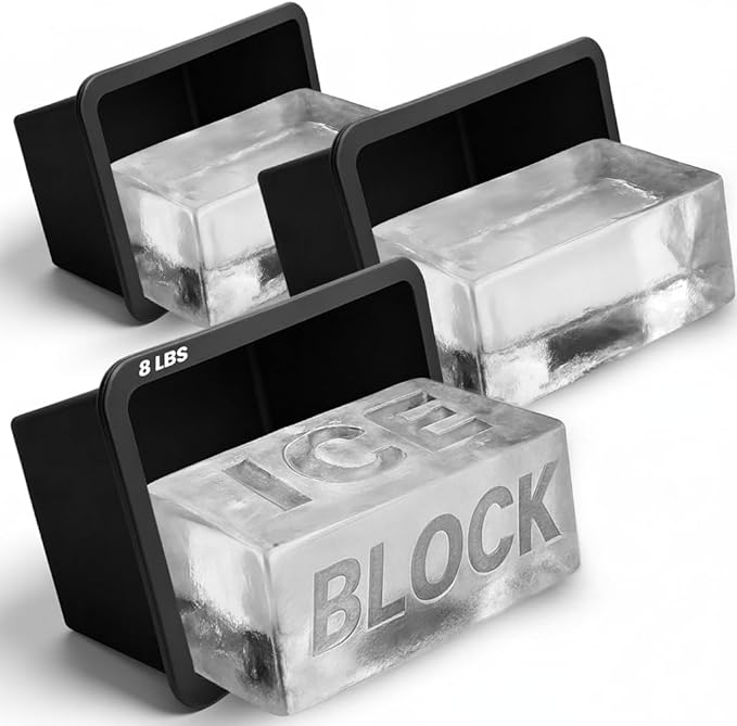 Extra Large Ice Block Mold (3-Pack) – 8 lbs Silicone Ice Brick Maker for Ice Bath & Cold Plunge – Giant Cube for Recovery, Muscle Relief & Coolers, Dishwasher Safe