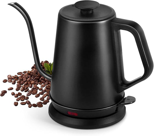 1L Electric Gooseneck Kettle, Tea Kettle for Boiling Water, Gooseneck Electric Kettle for Coffee & Tea, Fast Boiling for Pour Over, Auto Shut-Off, Boil-Dry Protection, 360° Rotational Base