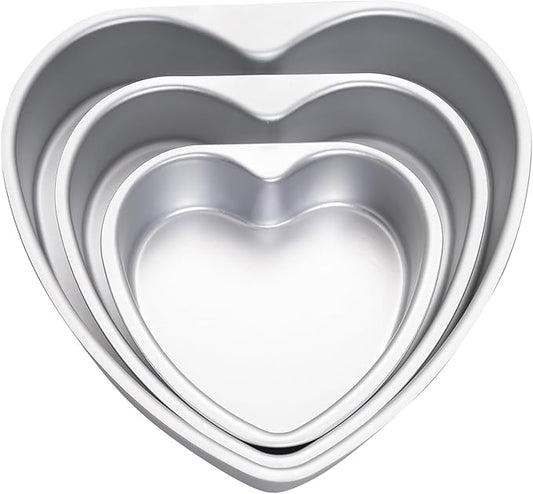 Heart Shaped Cake Pan Aluminum Cake Pans Heart Cake Tin Baking Cake Mold for Valentine's Weddings Birthday Party (3, 6 inch,8 inch,10inch)