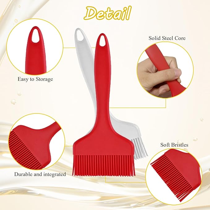 Large Silicone Basting Pastry Brush, Limso 2 PCS Heat Resistant Food Brush, Cooking Brush Suitable for BBQ Grill and Baking, Dishwasher Safe (2 Colors)