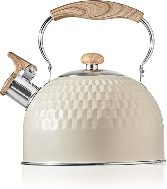Stovetop Tea Kettle - 2.1 Quart Whistling Tea Pot for Stove Top, Premium Stainless Steel Teapot for All Stovetops | Elegant Design & Heat-Resistant Handle