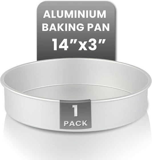 Restaurantware-Met Lux 14 x 3 Inch Straight-Sided Baking Tin, 1 Round Cake Pan - Oven-Ready, Freezable, Anodized Aluminum Round Baking Pan, Greaseproof, For Layer Birthday Cake