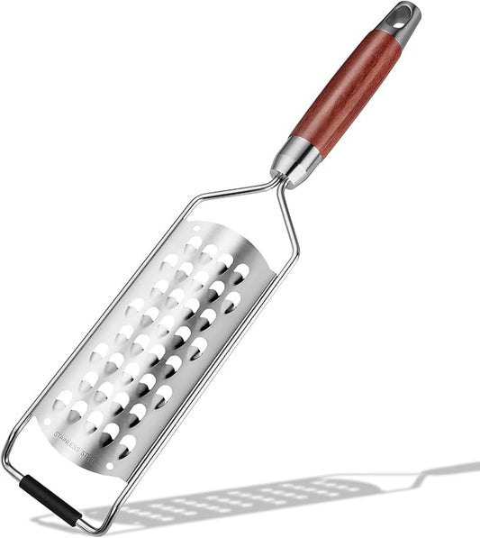 KULUNER Professional-Grade Lemon Zester with Ultra-Coarse Blades, Heavy-Duty Cheese/Vegetable Grater, Solid Wood Handle Design - Rust-Resistant Durable, Essential Kitchen Tool (B1)