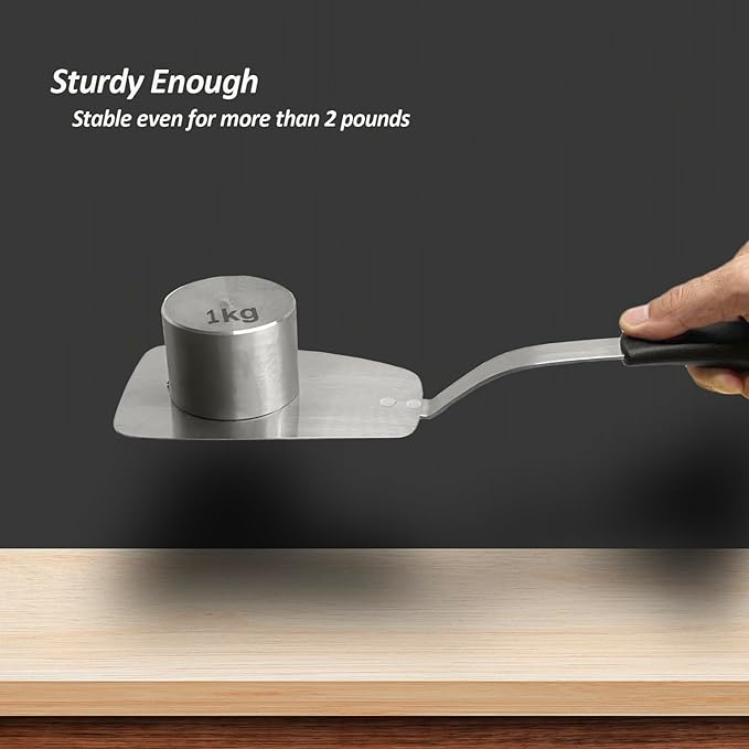 Stainless Steel Flexible Spatula Turner, VOVOLY Thin Metal Spatula for Cast Iron Skillet, Thin Blade and Heat Resistant Silicone Handle, Great for Egg, Cookie, Meat, Crep, Medium