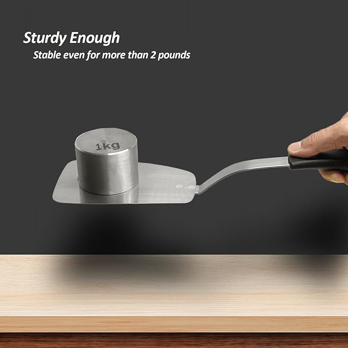 Stainless Steel Flexible Spatula Solid Turner, XiaoZu Thin Metal Spatula for Cast Iron Skillet, Thin Blade and Heat Resistant Silicone Handle, Great for Egg, Cookie, Meat, Crep, Medium