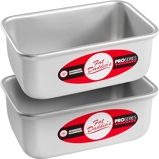 Fat Daddio's BP-5640-2PK Anodized Aluminum Bread Loaf Pan, 5.5 x 3.125 x 2.375 inch, Set of 2