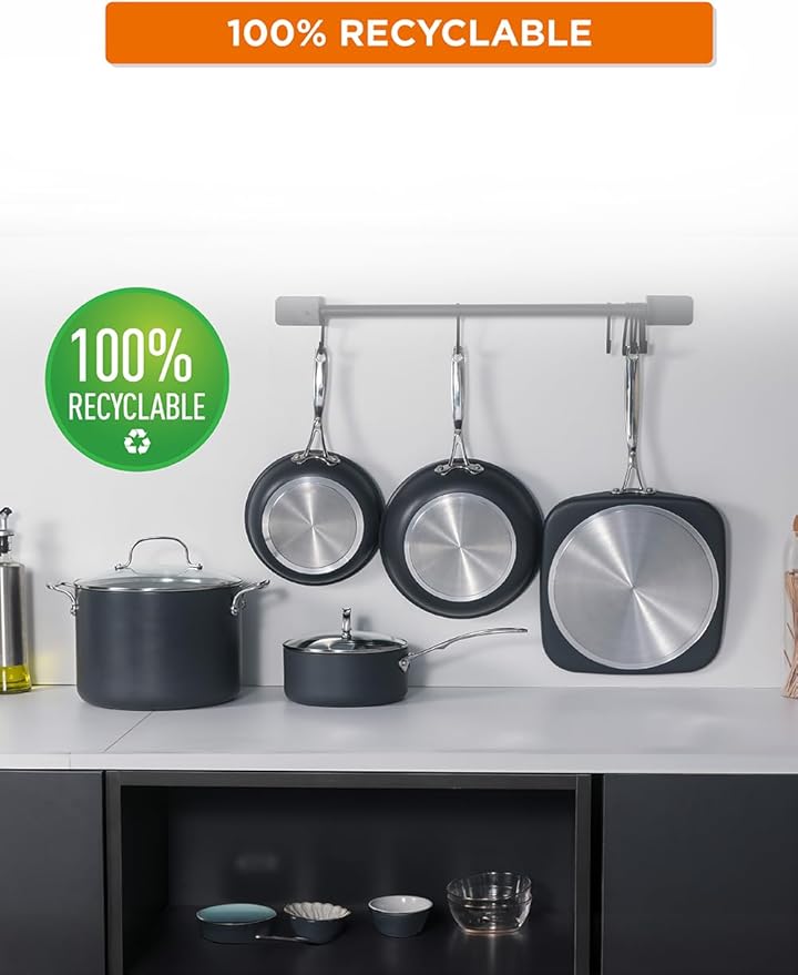 Commercial CHEF 7-Piece ECOPAN Hard Anodized Aluminum Cookware Set, Ceramic Non-Stick Non-Toxic Pots and Pans Set with Lids, Induction Kitchen Cooking Set, Oven & Dishwasher Safe, PFOA & PTFE Free