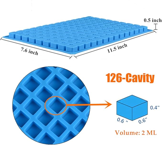 JOERSH Square Candy Molds Silicone Molds for Hard Candy, Gummy, Caramels, Chocolate, Ganache, Ice Cubes, 252 Cavity