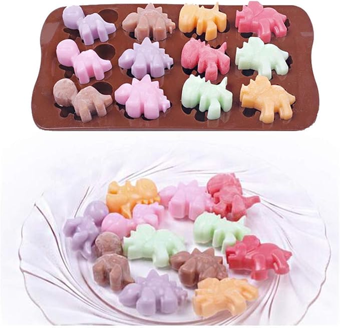 Candy Molds Ice Cube Trays Chocolate Molds, Silicone Molds Including 3 Dinosaur for Making Ice