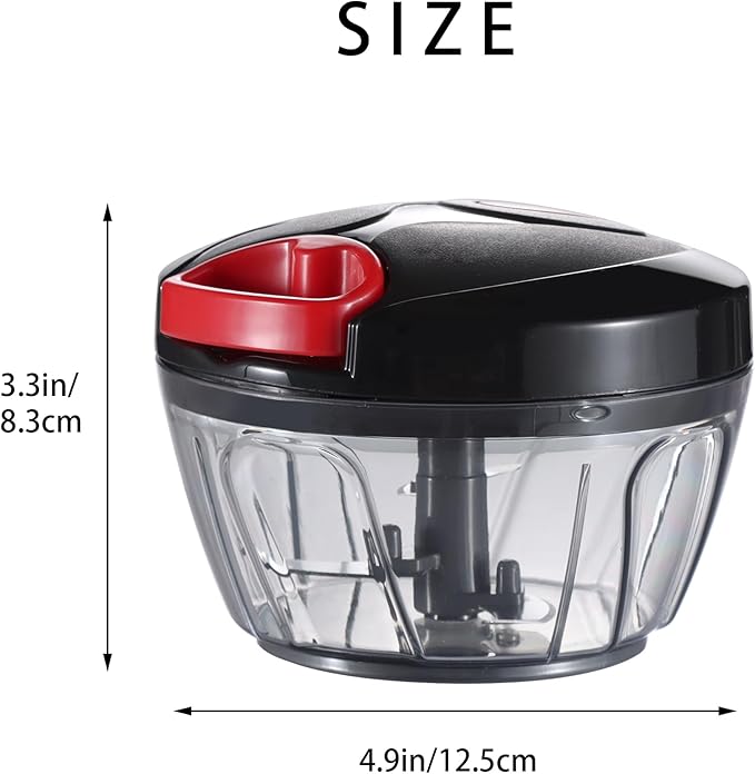 Ourokhome Manual Food Processor Vegetable Chopper, Portable Hand Pull String Garlic Mincer Onion Cutter for Veggies, Ginger, Fruits, Nuts, Herbs, etc., 500ml, Black