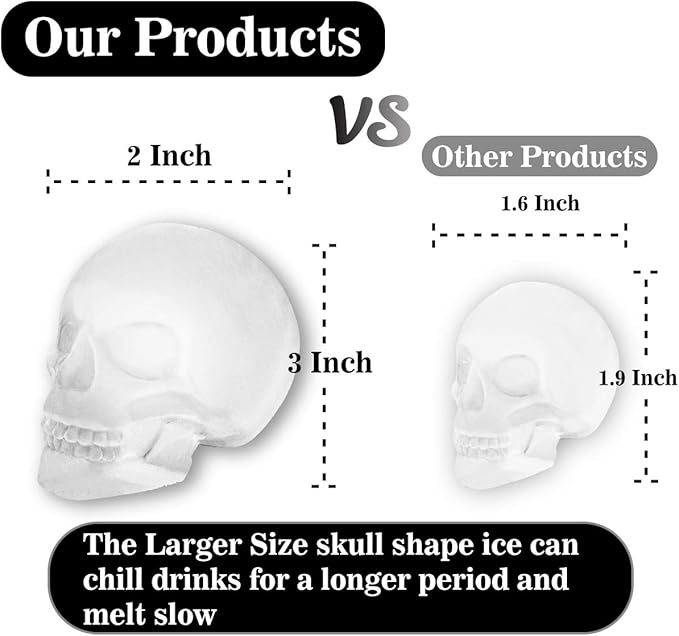 Extra Large 3D Skull Ice Cube Mold Silicone Ice Molds for Whiskey Ice Cube Trays with Funnel for Big Mouth Cup Skull Ice Maker with Resin Chocolate sugar Whiskey Ice Mold for Parties (1 PCS)