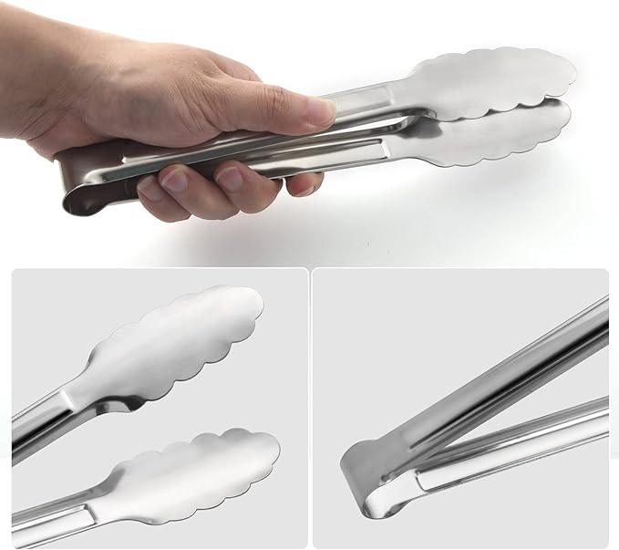 Serving Tongs, Stainless Steel Kitchen Cooking Food Buffet Mini Salad Appetizer Tong Small 6 Pack 7 Inch