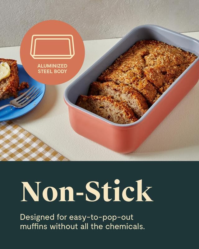 Caraway Non-Stick Ceramic 1 lb Loaf Pan - Naturally Slick Ceramic Coating - Non-Toxic, PTFE & PFOA Free - Perfect for Pound Cakes, Breads, & More - Navy