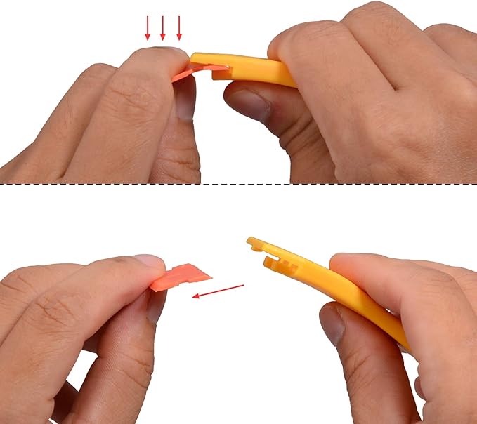 EHDIS 1.5" Plastic Razor Scraper Tool with 10pcs Double Edged Blades for Adhesive Remover,Removing Labels Stickers Decals Taping on Glass Windows(Yellow)