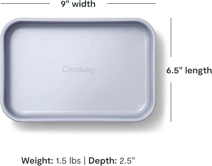 Caraway Nonstick 9” x 6.5” Small Rectangle Baking Pan Duo – Non-Toxic, PTFE & PFOA Free – Aluminized Steel Core – Deep Ceramic Baking Pan for Casseroles, Lasagna & More - Cream